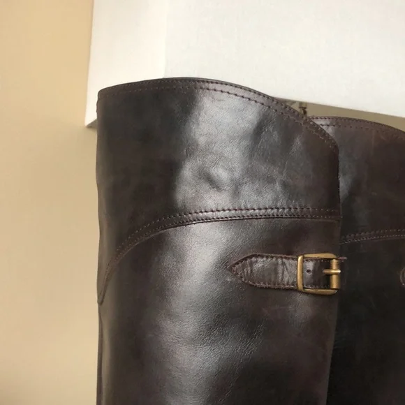 Frye Womens Dorado Buckle Riding Boot Dark Brown Full Grain - Picture 5 of 13